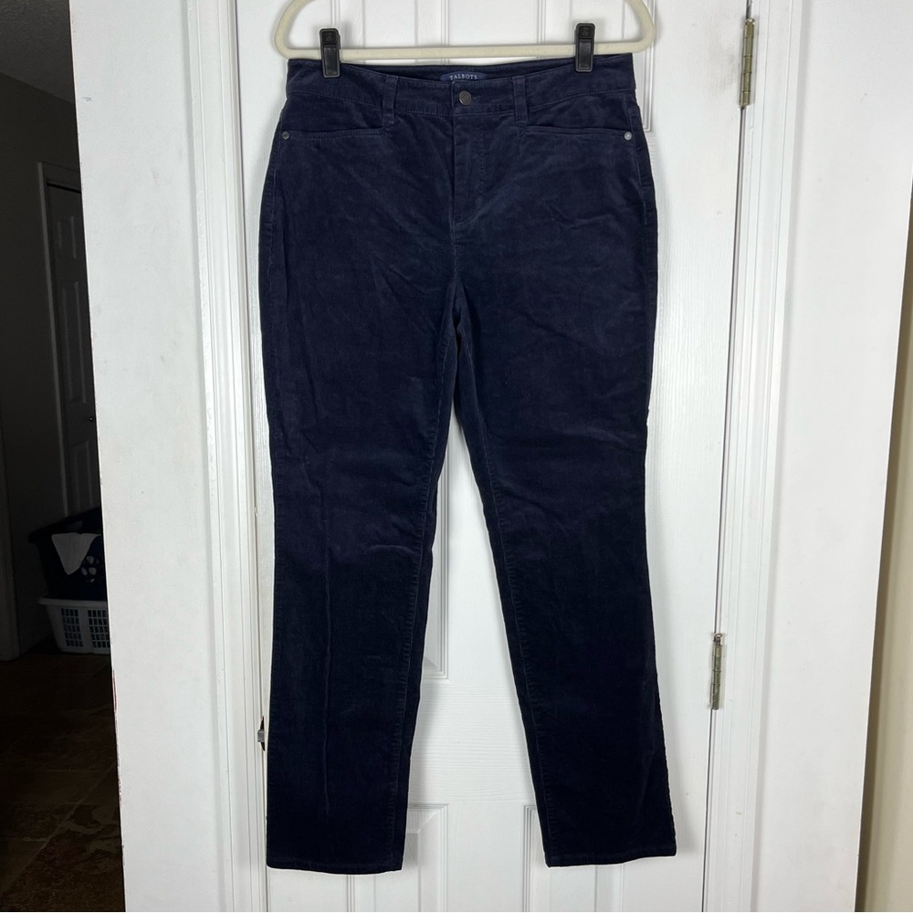 Talbots Simply Flattering 5-Pocket Fine Ribbed Navy Blue Corduroy Pants